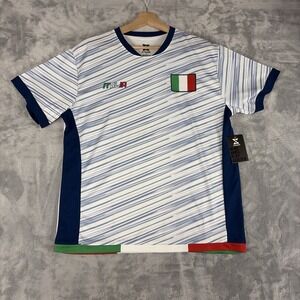 Striker Italy Soccer Jersey Size Large White Blue Polyester Fan Shirt NWT